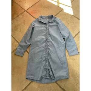 Lands End Long Sleeve Chambray Dress Blue Button Up - girls size 16